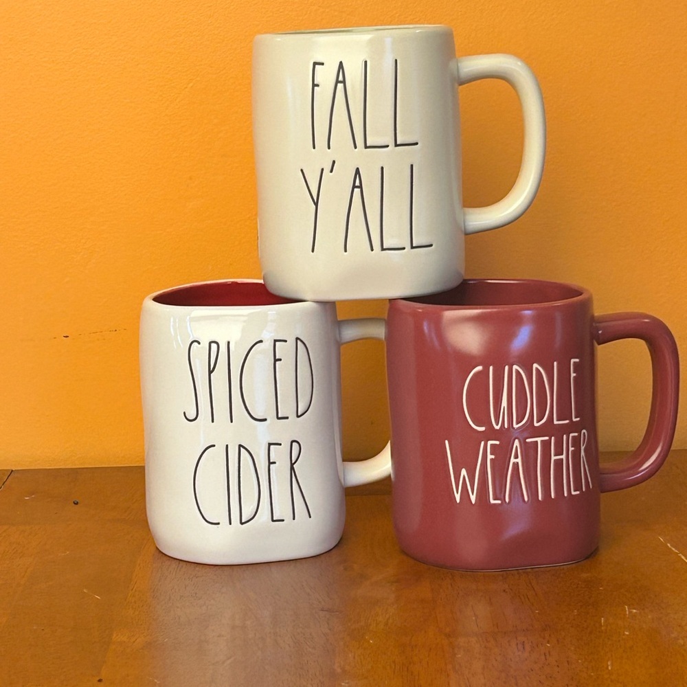 Rae DunnFall Y'All & Cuddle Weather Ceramic Mug Set farmhouse kitchen drinkware